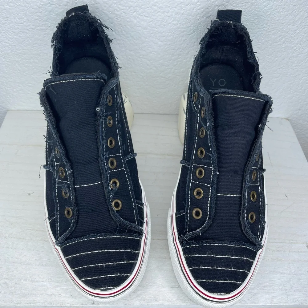 Yoki Black Distressed Canvas Slip-On Shoes Size 9-9.5 Streetwear